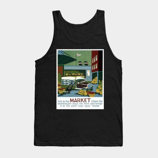 Digitally restored Market Grocery Vintage Poster Print Tank Top by vintageposterco